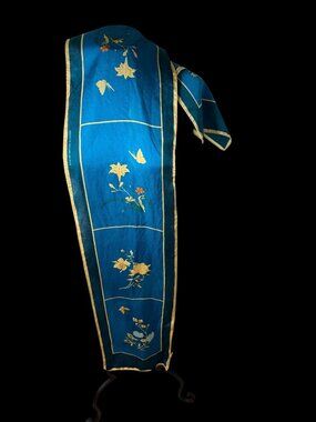 Vtg Exclusive  for The Art Institute Of Chicago Silk Floral Scarf Butterfly 9x60